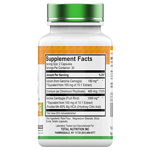 tnvitamins Garcinia Cambogia Extract Capsules (1000 MG x 60 Pills) with HCA & Chromium tnvitamins