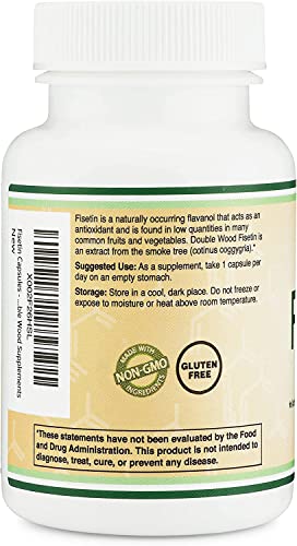 Fisetin Supplement - 100mg of Bioactive Flavnonols, 60 Count (Natural Bioflavonoid Double Wood Supplements