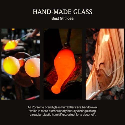 Porseme 100ml Glass Essential Oil Diffuser Aromatherapy Ultrasonic Cool Mist Humidifier 4 Running Hours Porseme