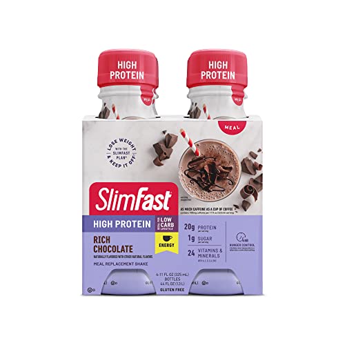 SlimFast Advanced Energy High Protein Meal Replacement Shake, Rich Chocolate, 20g SlimFast