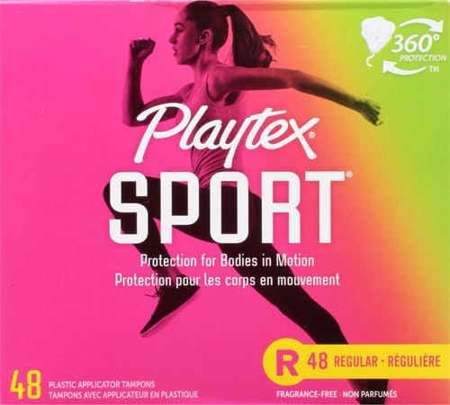 Playtex Sport Tampons, Regular Absorbency, Fragrance-Free - 48ct (Packaging May Vary) PLAYTEX
