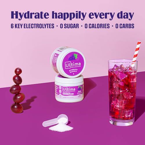 Ultima Replenisher Daily Electrolyte Drink Mix – Grape, 30 Servings – Hydration Powder Ultima Replenisher
