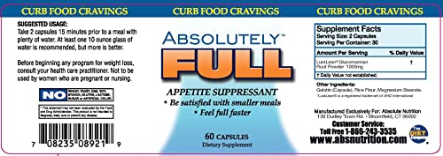 Absolute Nutrition, Curb Food Cravings, Absolutely Full, 60 Caps Absolute Nutrition