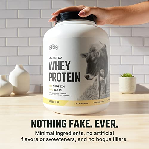 Levels Grass Fed 100% Whey Protein, No Hormones, Vanilla Bean, 5LB Levels Nutrition
