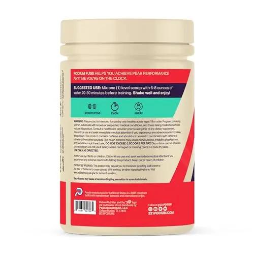 Podium Nutrition, Fuse Pre Workout Powder, Sour Watermelon, 30 Servings, Beta Alanine Podium Nutrition