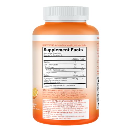 Qunol Zero Sugar Turmeric Gummies, Gummy with 500mg Turmeric Curcumin, Joint Supp Qunol