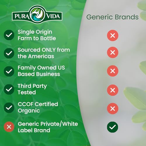 PURA VIDA MORINGA Moringa Powder Organic Single Origin - Premium 100% Leaf Powder PURA VIDA MORINGA