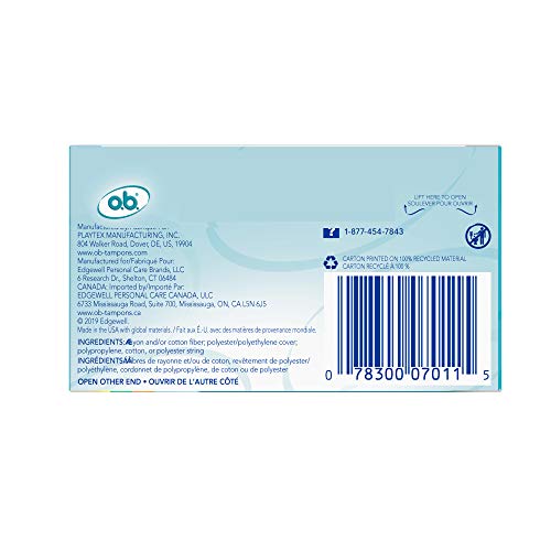 o.b. Tampons Multipack | Non-Applicator Tampon, Unscented | Regular/Super/Super Plus Tampons, 40ct o.b.