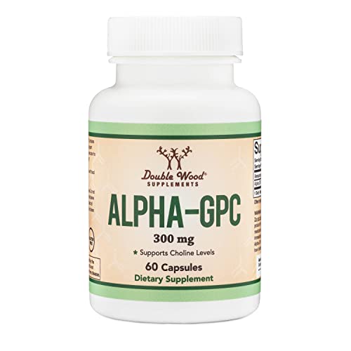 Alpha GPC Choline 600mg Capsules - Brain Support Supplement for Focus, Memory Double Wood Supplements