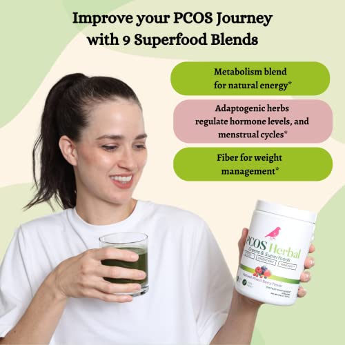 PCOS Herbal Green Superfood Probiotic Powder Mix: Hormonal Balance, Energy Boost PCOS Herbal Tea