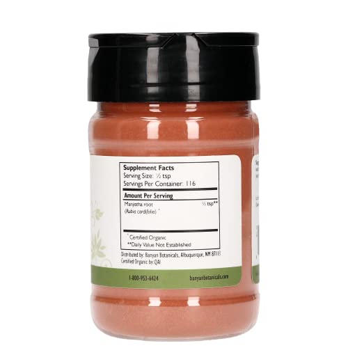 Banyan Botanicals Manjistha Powder, Spice Jar - USDA Organic - Rubia cordifolia - Cleanses Banyan Botanicals