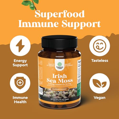 Organic Irish SeaMoss Capsules - Sea Moss and Bladderwrack Capsules with Burdock Natures Craft