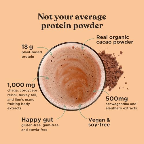 Four Sigmatic Organic Plant-Based Protein Powder Creamy Cacao Protein with Lion’s Mane Four Sigmatic