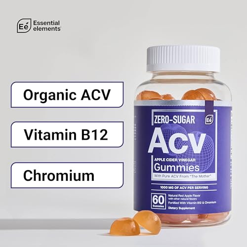 Essential Elements Zero-Sugar ACV Apple Cider Vinegar Gummies from “The Mother” Essential Elements