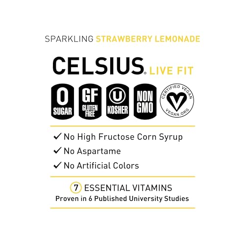 CELSIUS Sparkling Strawberry Lemonade, Functional Essential Energy Drink, 12 Fl Oz CELSIUS