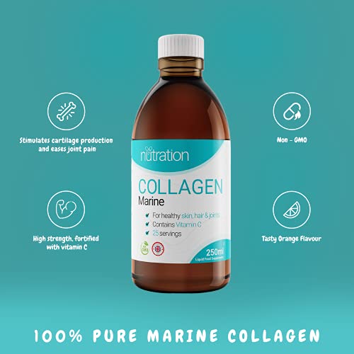 Marine Collagen Liquid | 25 x 10ml Servings | Liquid Collagen Drink for Women and Men | Pure Marine Collagen for Strong Bones & Joints Nutration