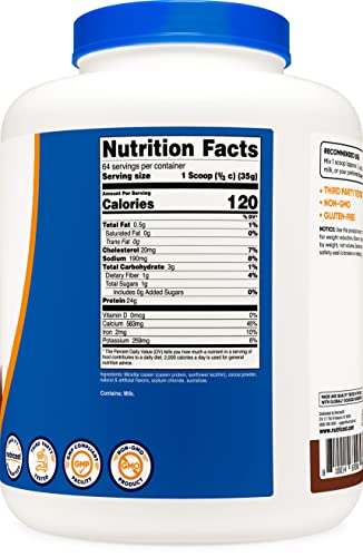 Nutricost Casein Protein Powder 5lb Chocolate - Micellar Casein, Gluten Free, Non-GMO Nutricost