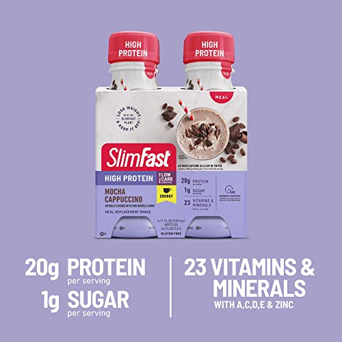 SlimFast Advanced Energy High Protein Meal Replacement Shake, Rich Chocolate, 20g SlimFast
