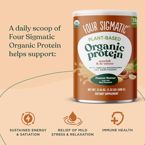 Four Sigmatic Organic Plant-Based Protein Powder Peanut Butter Protein with Lion’s Mane Four Sigmatic