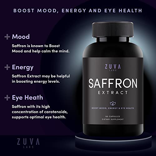 Saffron Supplements - 100% Pure Saffron Extract Mood Enhancer for Women and Men ZuvaLabs