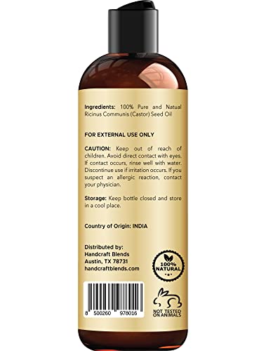 Handcraft Blends Jamaican Black Castor Oil for Hair Growth, Eyelashes and Eyebrows - 100% Pure Handcraft Blends