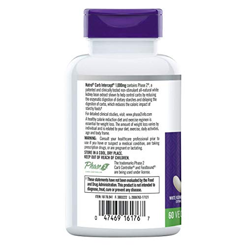 Natrol Carb Intercept with Phase 2 Carb Controller Capsules, White Kidney (Pack of 12) Natrol