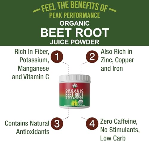 Organic Beet Root Powder - Ultra High Purity Super Food Beets Juice Powder. 100% Pure Peak Performance