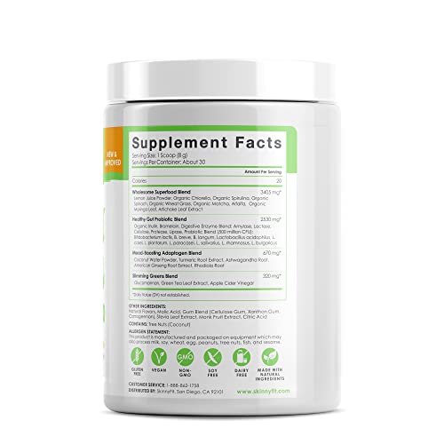 SkinnyFit Mango Splash Skinny Greens, Green Juice Superfood Powder, Natural Energy SkinnyFit