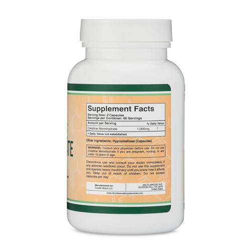 Creatine Pills 1,000mg Per Serving (120 Creatine Capsules) Micronized Creatine Double Wood Supplements