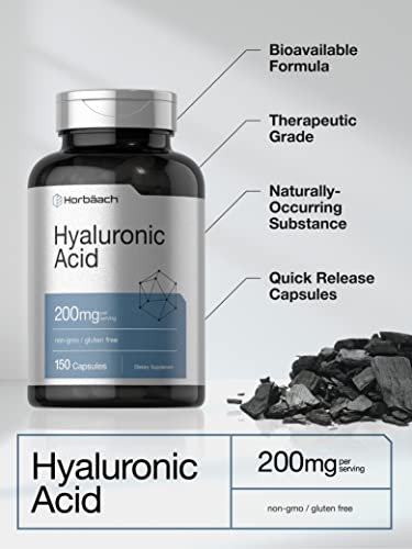 Hyaluronic Acid Supplement | 200 mg | 150 Capsules | Non-GMO and Gluten Free Supple Horbäach