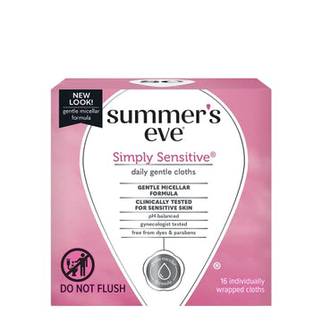 Summer's Eve Feminine Cleansing Cloths | Sensitive Skin | 16 Each | Pack of 2