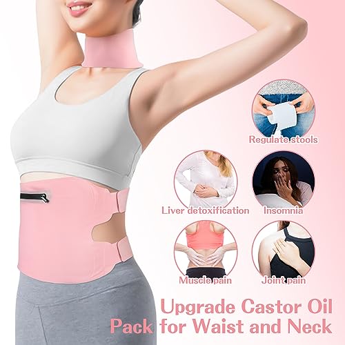 Fshyos Upgrade Castor Oil Wrap Plus Size Kit with Unrefined Castor Oil for Liver Detox Fshyos