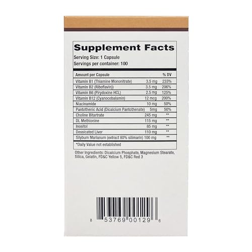 LIPOCHOL, Liver Health, Vitamin and Nutrient Boost (100 Capsules/Pack of 1) LIPOCHOL