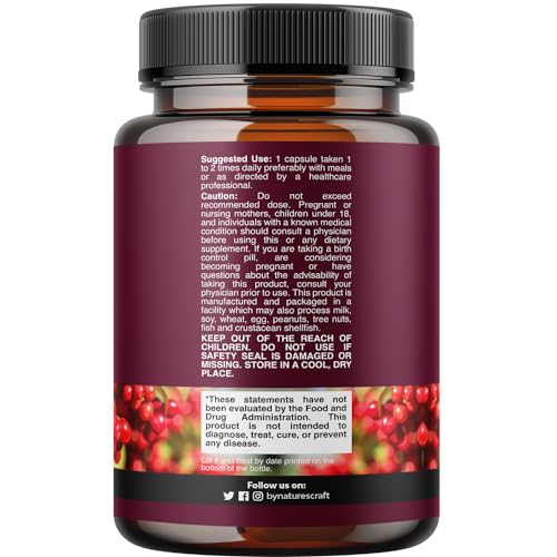 Kidney Support Cranberry Pills for Women and Men - High Strength Kidney Cleanse Detox Natures Craft