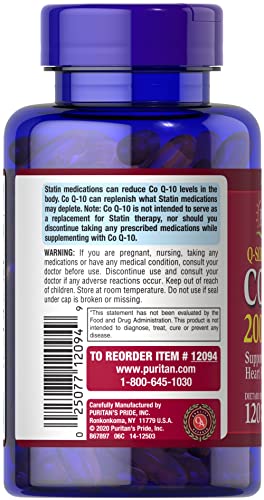 Puritan's Pride Q-Sorb CoQ10 200mg Supports Heart Health,120 Softgels Puritan's Pride