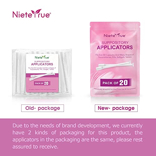 Nieteyrue 20-Packs Suppository Applicators for Women, Disposable, Individually Wrapped Nieteyrue
