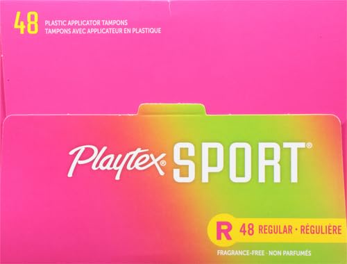 Playtex Sport Tampons, Regular Absorbency, Fragrance-Free - 48ct (Packaging May Vary) PLAYTEX