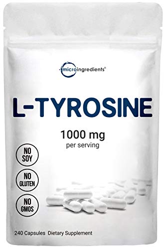 Micro Ingredients Plant Based L Tyrosine Pills, 1000mg Per Serving, 240 Capsules