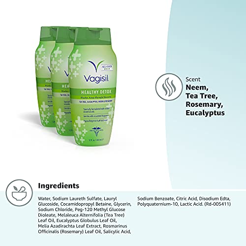 Vagisil Feminine Wash for Intimate Area Hygiene, Healthy Detox, All Over Body Wash for Women