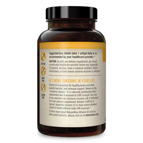 NatureWise Vitamin D3 5000iu (125 mcg) Healthy Muscle Function, and Immune Support NatureWise
