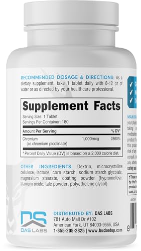 Bucked Up Chromium Picolinate 1000mcg Per Serving, Bucked Up Essentials (180 Servings Bucked Up