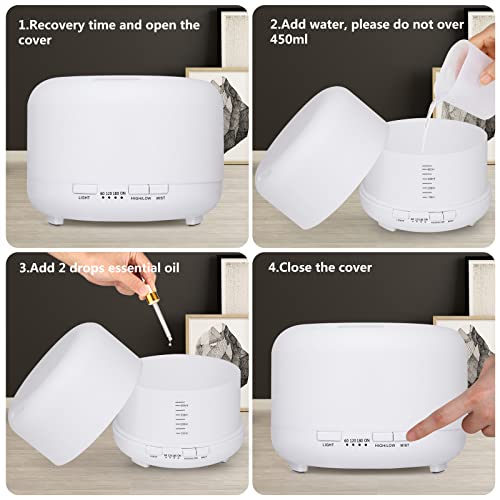Hianjoo 450ml Essential Oil Diffuser, Electric Aroma Ultrasonic Aromatherapy Fragrant Oil