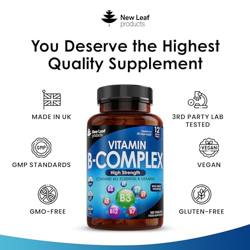 Vitamin B Complex - 365 Small Tablets (One Year Supply) High Strength All 8 B Vitamins NEW LEAF PRODUCTS