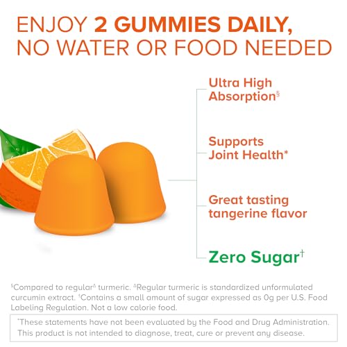 Qunol Zero Sugar Turmeric Gummies, Gummy with 500mg Turmeric Curcumin, Joint Supp Qunol