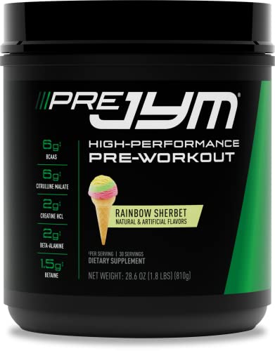 JYM Supplement Science Pre Jym Rainbow Sherbet, 30 Servings, Rainbow Sherbet