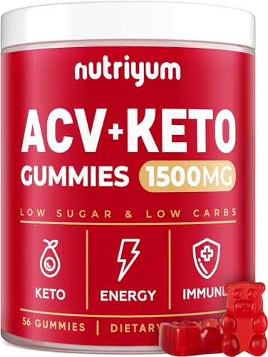 Keto ACV Gummies 1500 mg - Gelatin-Free Apple Cider Vinegar Gummies - Low Carbs Pectin
