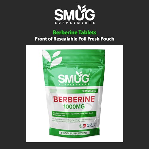 SMUG Supplements Berberine Tablets - 100 High Strength 1000mg Pills - Can Promote SMUG Supplements