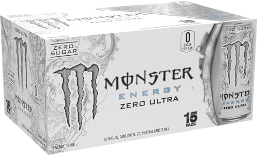 Monster Energy Zero Ultra, Sugar Free Energy Drink, 16 Ounce (Pack of 15) Monster Energy