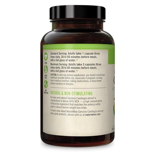 Naturewise Garcinia Cambogia with Pure Garcinia Cambogia Extract, 60% HCA Concentrati NatureWise