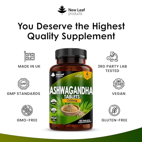 Ashwagandha 1200mg - 365 Vegan Tablets Pure High Strength Ashwagandha Root NEW LEAF PRODUCTS